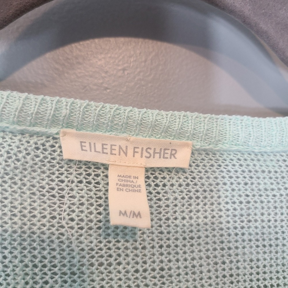 Eileen Fisher Linen Mint Green Sweater M Coastal Comfy Oversize Dolman Organic - Picture 4 of 5
